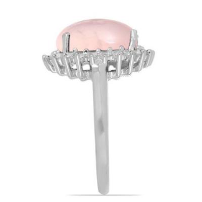 BUY STERLING SILVER NATURAL ROSE QUARTZ GEMSTONE BIG STONE RING